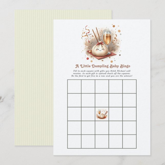 A Little Dumpling Baby Shower Bingo Game Invitation (Front/Back)