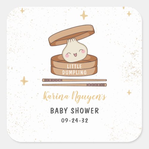 A Little Dumpling Baby Shower Square Sticker