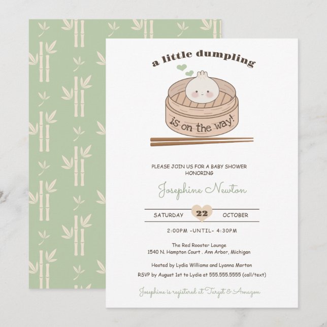 A Little Dumpling Bao Baby Shower Invitation (Front/Back)