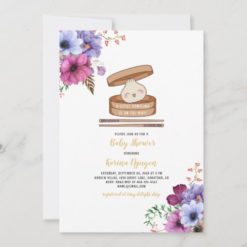 A Little Dumpling Floral Baby Shower Invitation