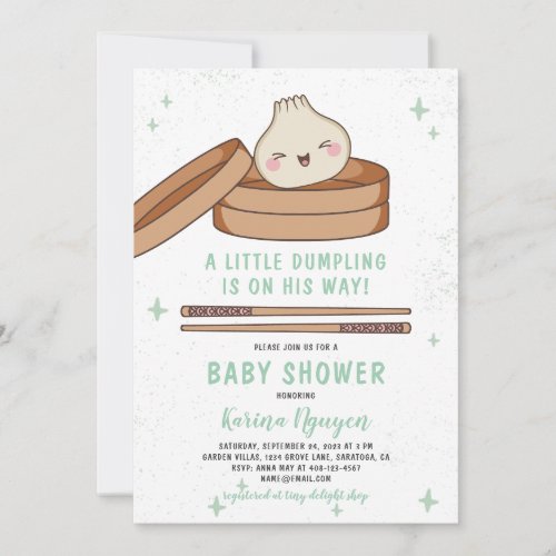 A Little Dumpling is On His Way Baby Shower Invitation