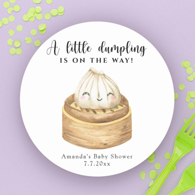 A little dumpling is on the way baby shower classic round sticker (Creator Uploaded)