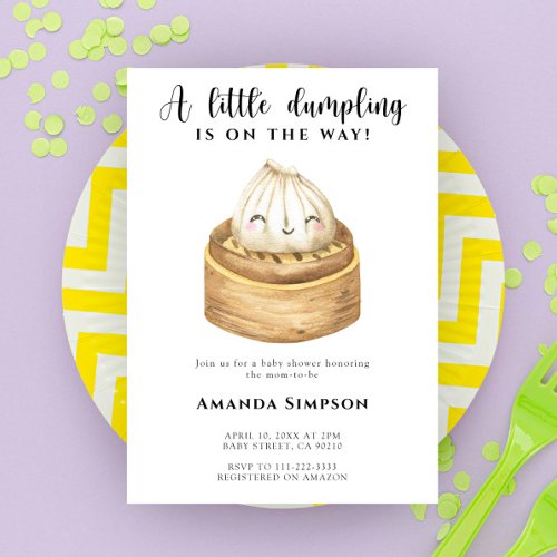 A little dumpling is on the way baby shower invitation