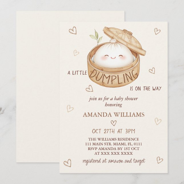 A little Dumpling Is on The Way Baby Shower Invitation (Front/Back)