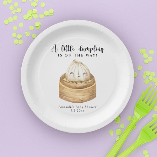 A little dumpling is on the way baby shower paper plates