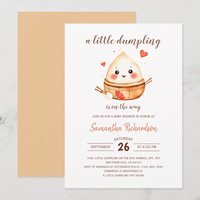 A Little Dumpling Is On The Way Bao Baby Shower Invitation (Front/Back)