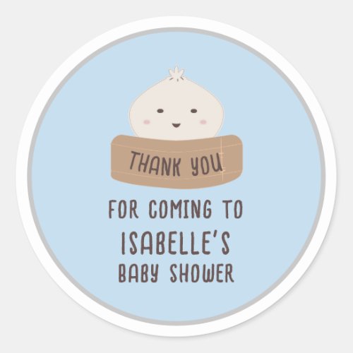 A little Dumpling Is On The Way Thank You  Classic Round Sticker