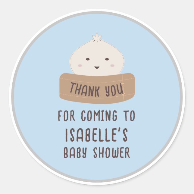 A little Dumpling Is On The Way Thank You  Classic Round Sticker (Front)