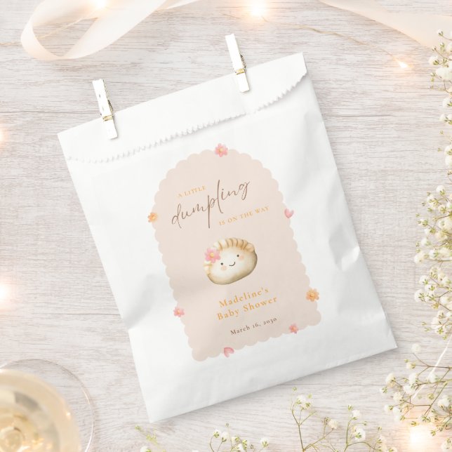A Little Dumpling on the Way Cute Baby Girl Shower Favor Bag (Clipped)