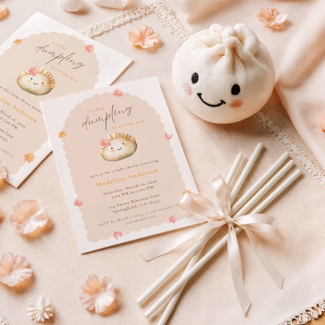 A Little Dumpling on the Way Cute Baby Girl Shower Invitation (Creator Uploaded)