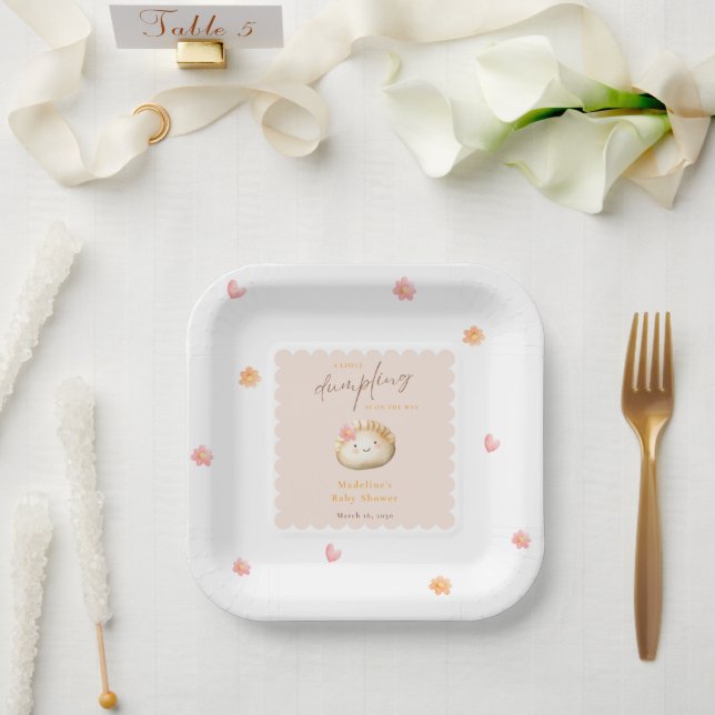 A Little Dumpling on the Way Kawaii Baby Shower Paper Plates (Wedding)