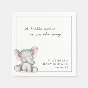 A Little Elephant Simple Script Baby Shower Napkins