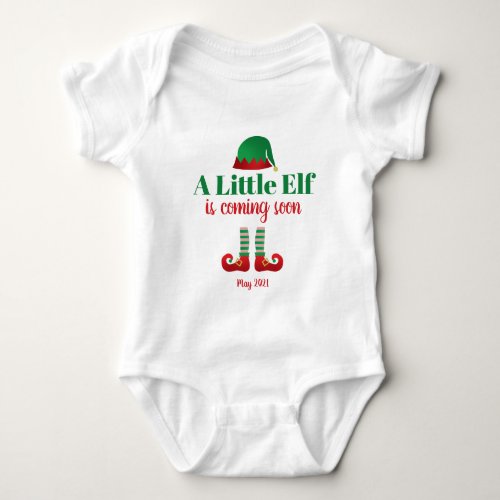 A Little Elf Is Coming Soon Christmas Personalize Baby Bodysuit