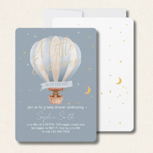A Little Explorer Is On The Way Cute Teddy Bear Invitation