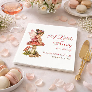 A Little Fairy Cute Girl Baby Shower Red Mushroom Napkins