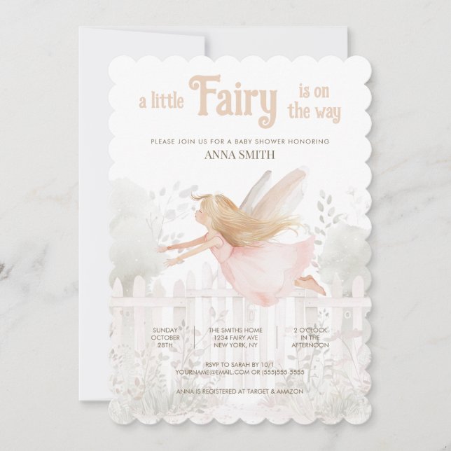 "A Little Fairy is on the Way" Baby Shower Invitation (Front)