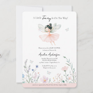 A Little Fairy is on the Way Wildflower Invitatio Invitation