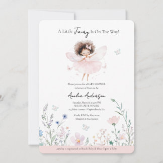 A Little Fairy is on the Way Wildflower Invitatio Invitation
