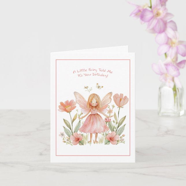 A Little Fairy Watercolor Birthday Card (Orchid)