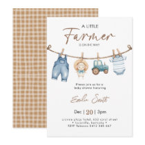 A little Farmer Baby Clothesline Baby shower Invitation