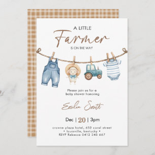 A little Farmer Baby Clothesline Baby shower Invitation