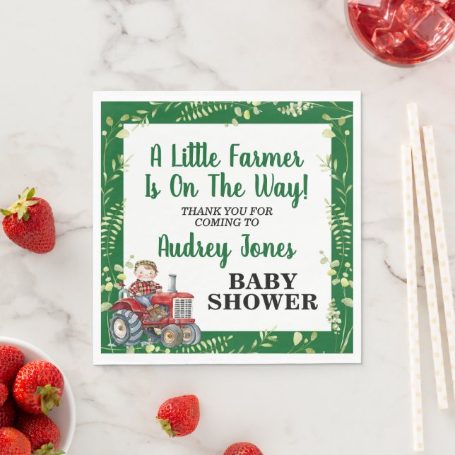 A Little Farmer Is On The Way Baby Shower Napkins (Insitu)