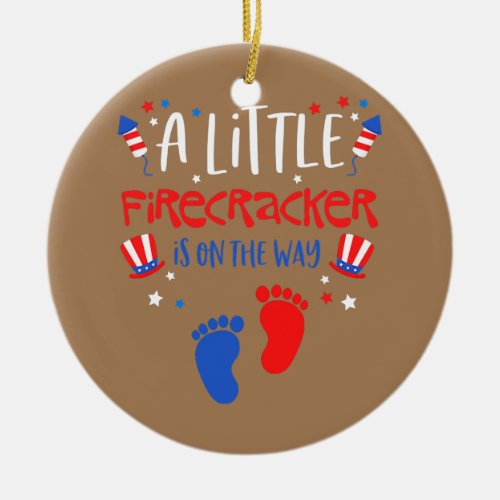 A Little Firecracker Is on the Way 4th of July Ceramic Ornament
