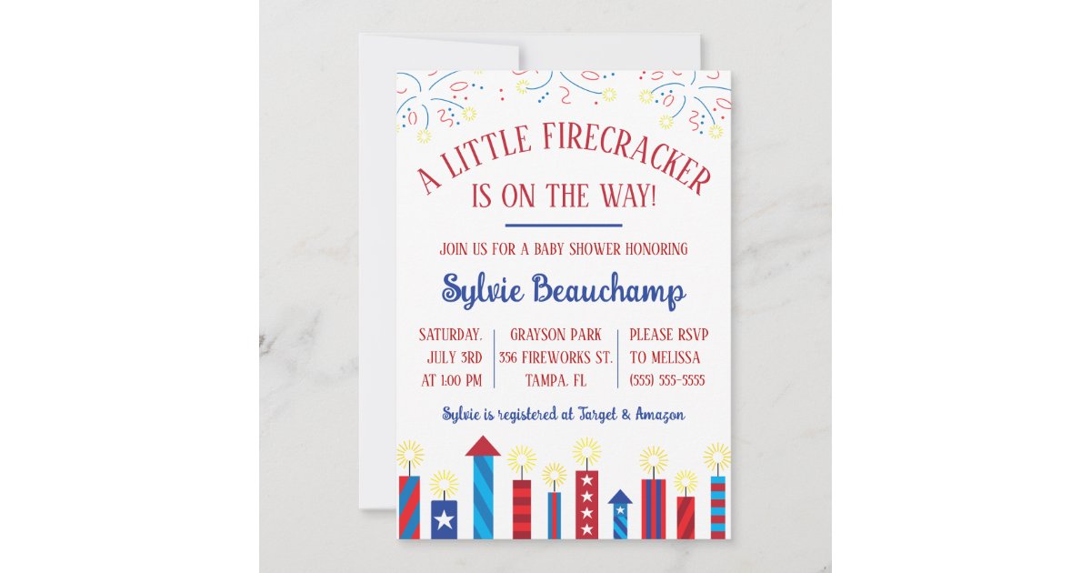 A Little Firecracker is on the Way! Baby Shower Invitation | Zazzle