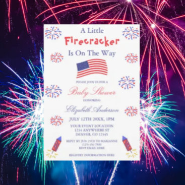 A Little Firecracker Is On The Way Baby Shower Invitation
