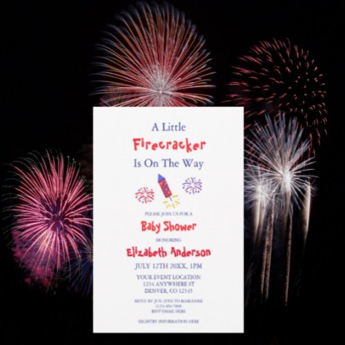 A Little Firecracker Is On The Way Baby Shower Invitation