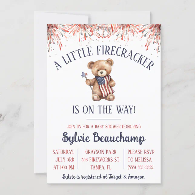 A Little Firecracker is on the Way! Baby Shower Invitation | Zazzle