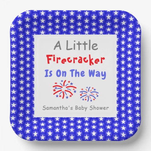 A Little Firecracker Is On The Way Paper Plates