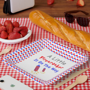 A Little Firecracker Is On The Way Paper Plates