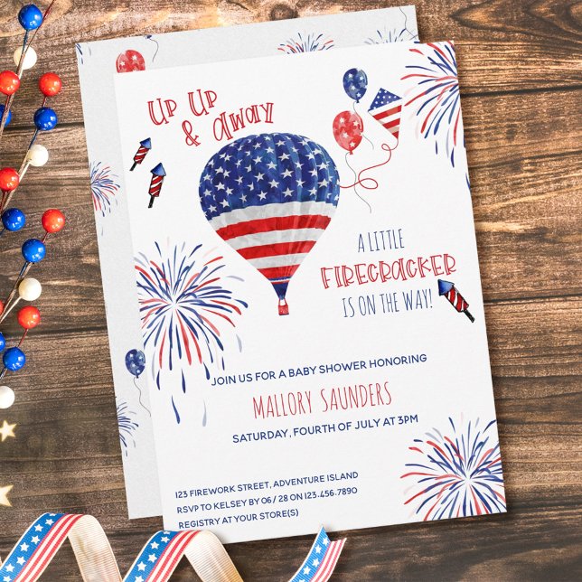 A Little Firecracker Up Up and Away Baby Shower Invitation (Creator Uploaded)