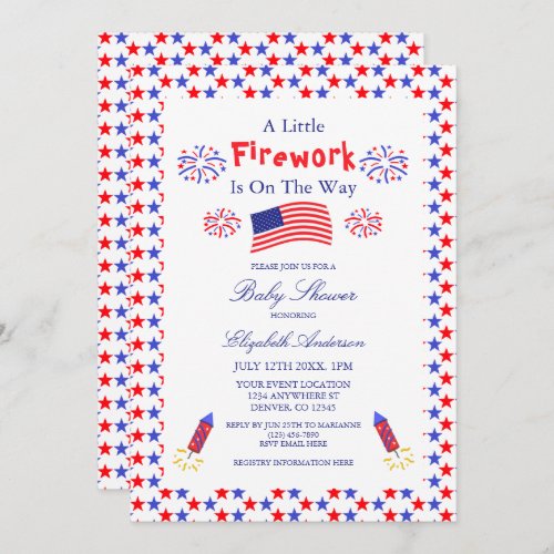 A Little Firework Is On The Way Baby Shower Invitation