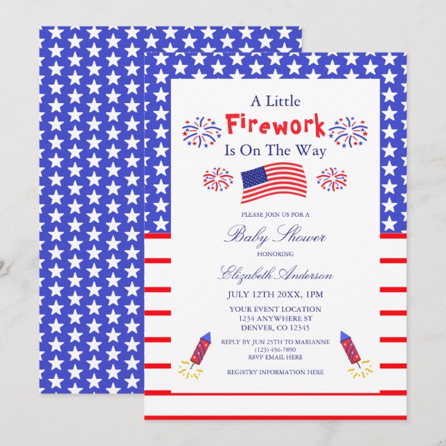 A Little Firework Is On The Way Baby Shower Invitation (Front/Back)