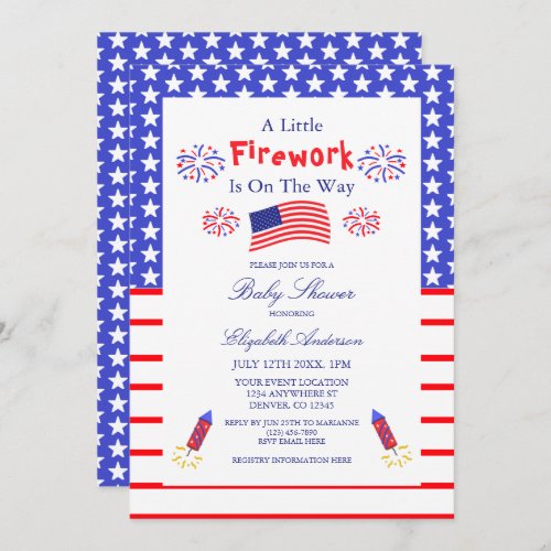A Little Firework Is On The Way Baby Shower Invitation