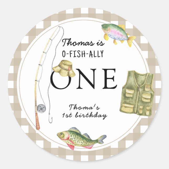 A little Fisherman Birthday Party Classic Round Sticker (Front)