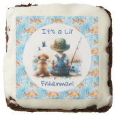 A Little Fisherman | Cute Boy's Baby Shower Brownie (Front)