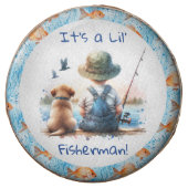 A Little Fisherman | Cute Boy's Baby Shower Chocolate Covered Oreo (Front)