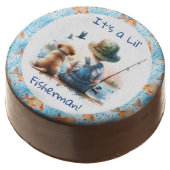 A Little Fisherman | Cute Boy's Baby Shower Chocolate Covered Oreo (Angled)