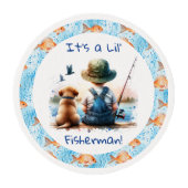 A Little Fisherman | Cute Boy's Baby Shower Edible Frosting Rounds (Front)