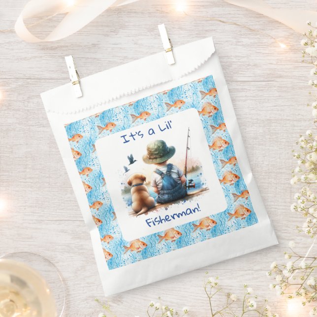 A Little Fisherman | Cute Boy's Baby Shower Favor Bag (Clipped)