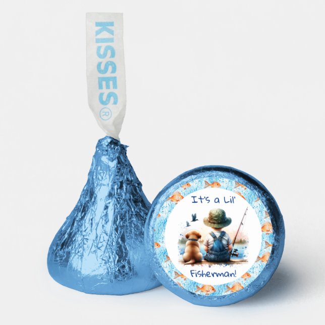 A Little Fisherman | Cute Boy's Baby Shower Hershey®'s Kisses® (Front)