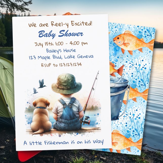 A Little Fisherman | Cute Boy's Baby Shower Invitation (Creator Uploaded)