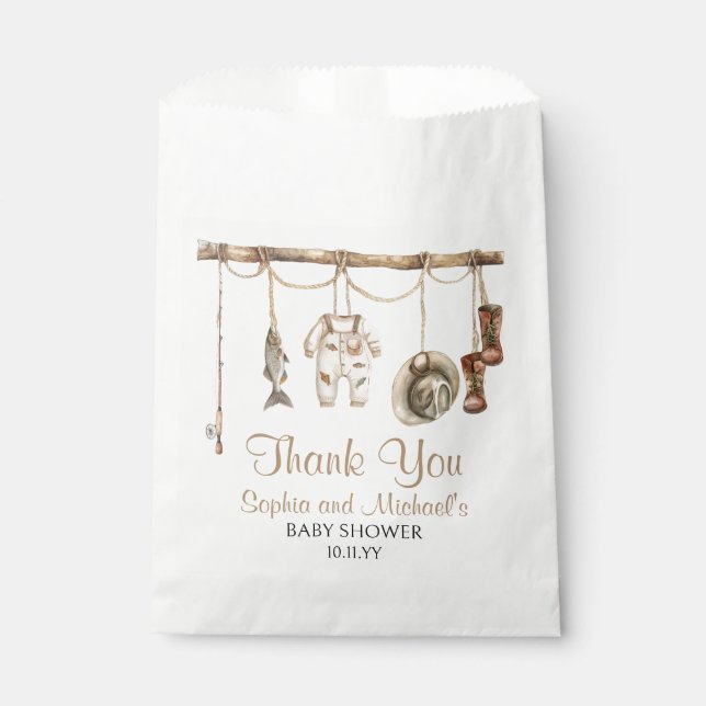 A Little Fisherman Is On The Way  Baby Shower Favor Bag (Front)