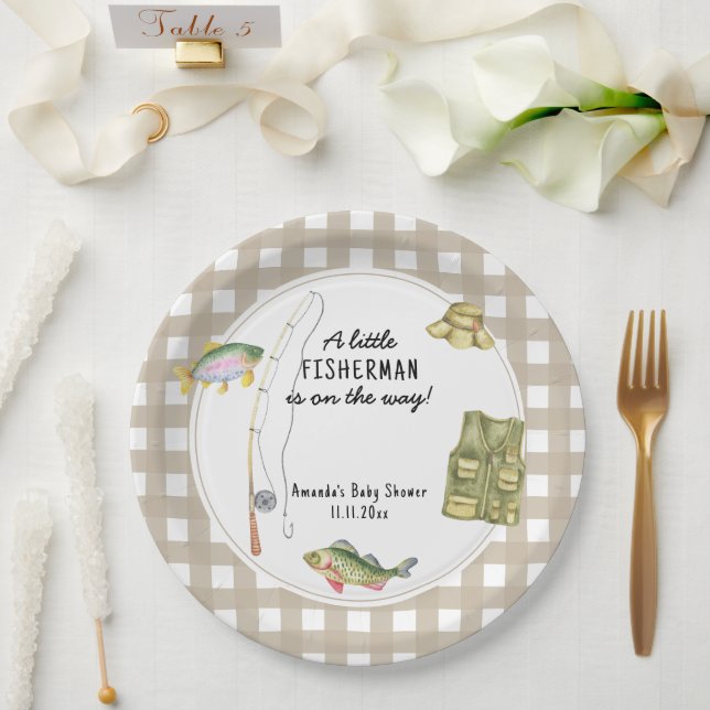 A little fisherman is on the way Baby Shower  Paper Plates (Wedding)