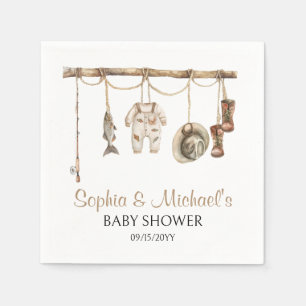A Little Fisherman Is On The Way Baby Shower Party Napkins