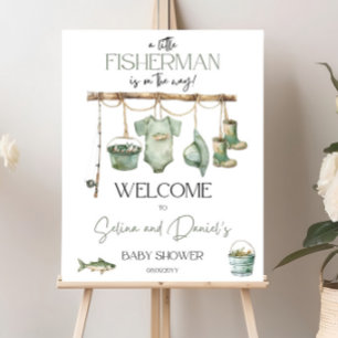 A Little Fisherman Is On The Way Baby Shower Sign