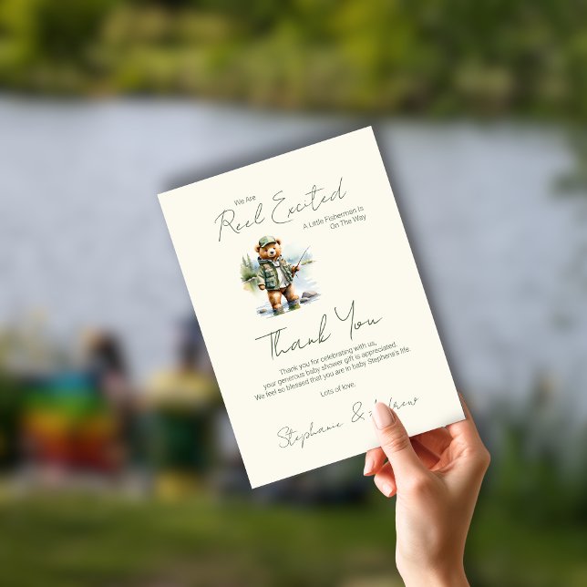 A Little Fisherman Is On The Way  Baby Shower Thank You Card (Creator Uploaded)